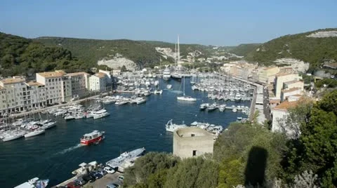 Boats in bonifacio harbour Stock Footage 14833775