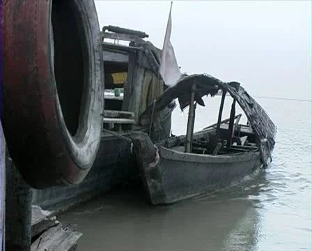 Boats on the Brahmaputra River Stock Footage 11045332