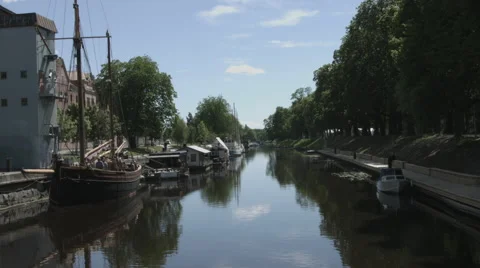 Boats in canal Stock Footage 58282008