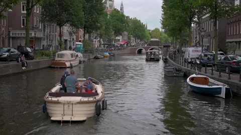 Boats on the Canals in Amsterdam Stock Footage 252003216