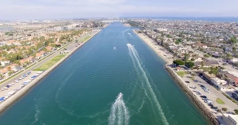 Boats on a Channel Stock Footage 76451659