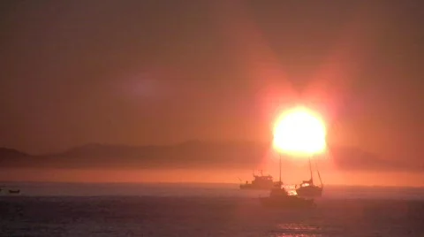 Boats at Dawn Stock Footage 637693