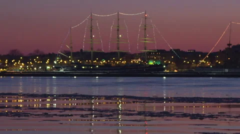 Boats in Deleware River Stock Footage 64424927