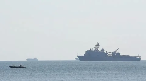 Boats of different size floating toward shore Video stock 12273746