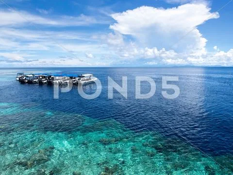 Boats at Dive Site in Sipadan Island, Sabah, Malaysia Stock Photos