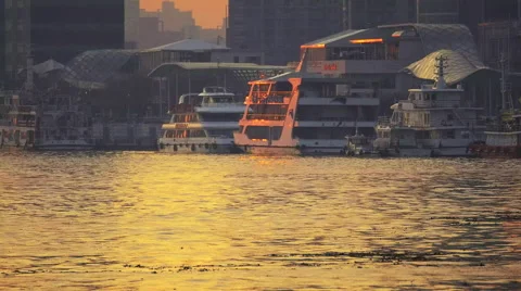 Boats by the dock at sunrise 스톡 동영상 58488255