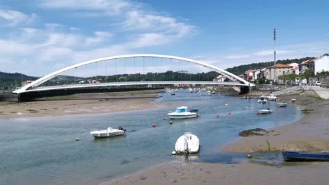 Boats docked in the estuary Stock Footage 131086571