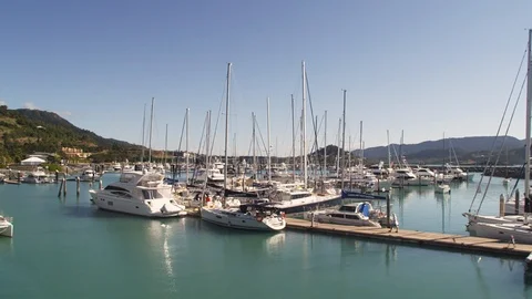 Boats docked in harbor Stock Footage 91399272