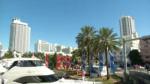 Boats docked in Miami Stock Footage 72116743