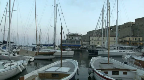 Boats docked in Naples  Stock Footage 37809401