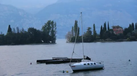 Boats docking in the open on lake 2 Stock Footage 20489519
