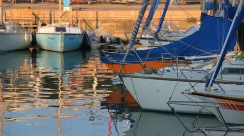 Boats Docking small close Stock Footage 21893679