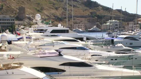 Boats in the docks Stock Footage 8853161