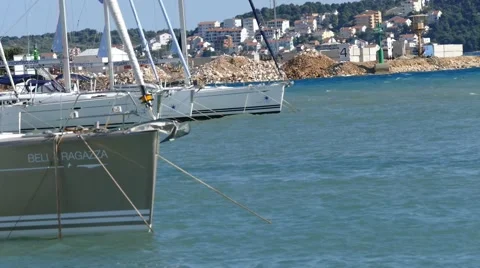Boats in the docks on waves - Boats on waves Stock Footage 50488663