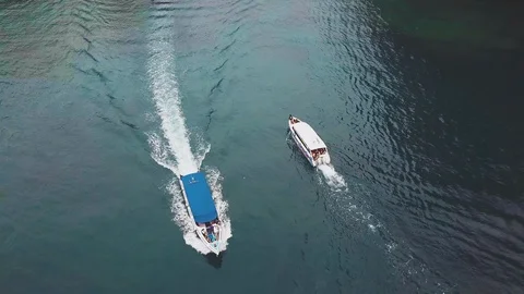 Boats driving to Phi phi island Stock Footage 86379236