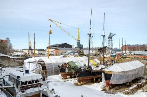 Boats in the drydock Stock Photos