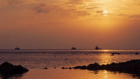 Boats during Sunset Stock Footage 97779865