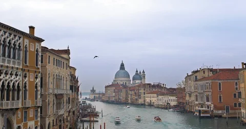 Boats float on back canals in Venice Italy. Shot filmed in 4k 2160p Stock Footage 120418805