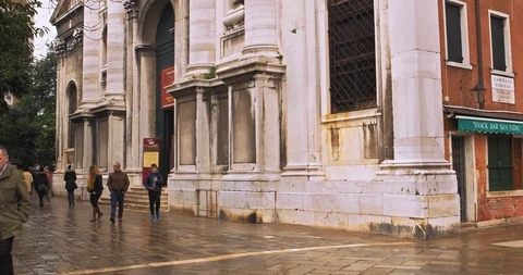 Boats float on back canals in Venice Italy. Shot filmed in 4k 2160p Stock Footage 120419034