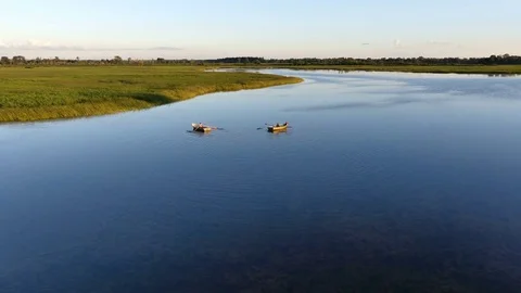 Boats float on the Lake Video stock 78777299