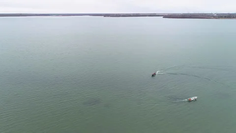 Boats float on the reservoir Video stock 153025933