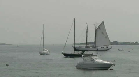 Boats floating in Marblehead Harbor Stock Footage 888620