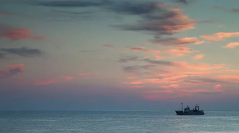 Boats floating on the sea at sunset Video stock 47051825