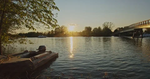 Boats gathering at a river  Stock Footage 115081176