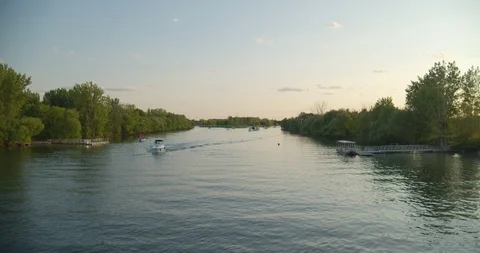 Boats gathering at a river  Stock Footage 115081205