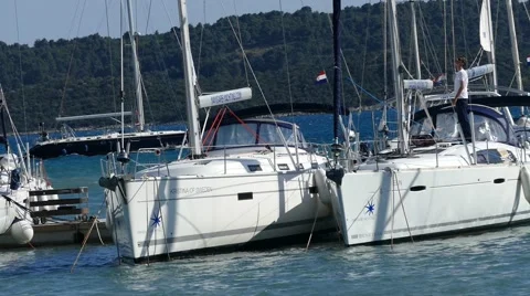 Boats Going Out of The Harbor Stock Footage 50488594