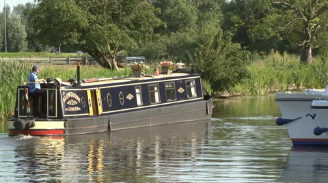 Boats on the Great Ouse river at Ely Stock Footage 46690381
