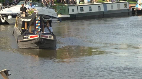 Boats on the Great Ouse river at Ely Stock Footage 46691111
