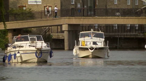 Boats on the Great Ouse river at Ely Stock Footage 46691616