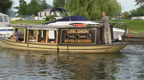 Boats on the Great Ouse river at Ely Stock Footage 46696566