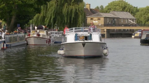 Boats on the Great Ouse river at Ely Stock Footage 46709760