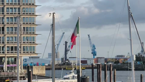 Boats in Hamburg Harbor Stock Footage 346585085