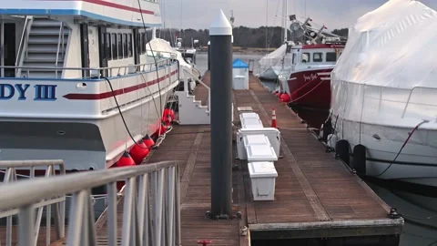 Boats in the harbor during winter Stock Footage 183381776