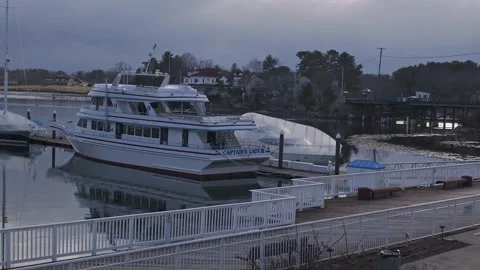 Boats in the harbor during winter Stock Footage 183381820