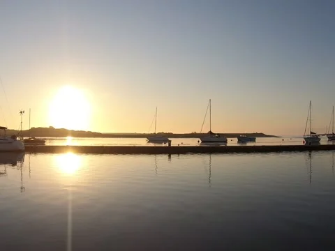 A boats on harbor in the evening. Stock Footage 158714865
