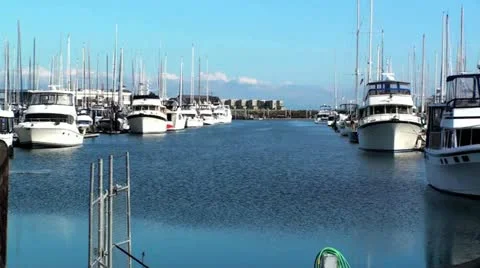 Boats in a Harbor Stock Footage 12745995