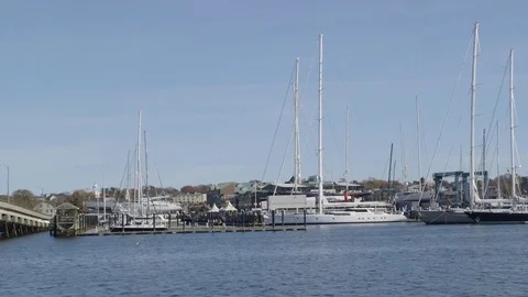 Boats in harbor Stock Footage 79406869