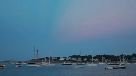 Boats in Harbor at Magic Hour Stock Footage 28356999