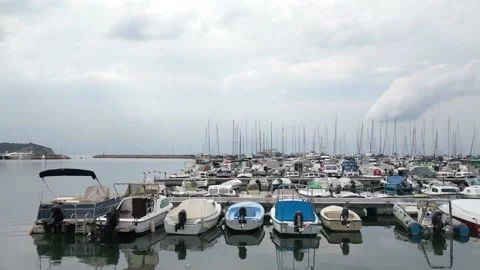 Boats in harbor before the storm. Stock Footage 136698135