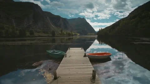 Boats on the lake Stock Footage 12426805