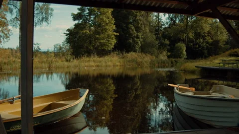 Boats on lake Video stock 169304285