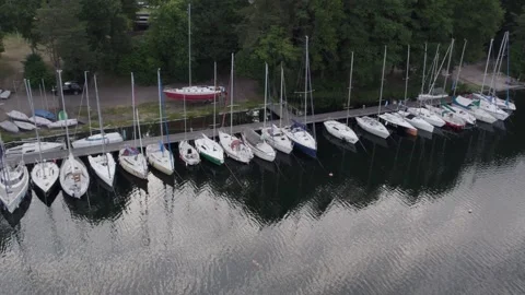 Boats on lake Video stock 249590650