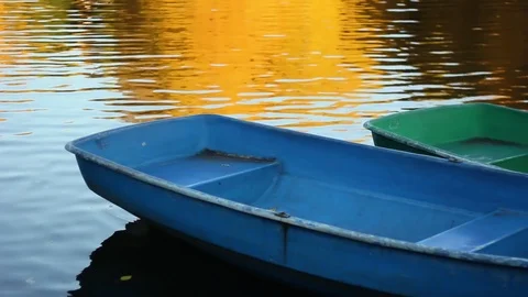 Boats on lake waves Video stock 96317243