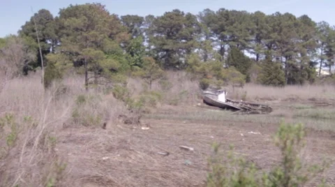 Boats left by Hurricane  Stock Footage 7769434