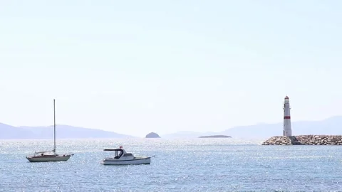 Boats by the Lighthouse Stock Footage 236663108