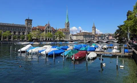 Boats in the Limmat Stock Photos